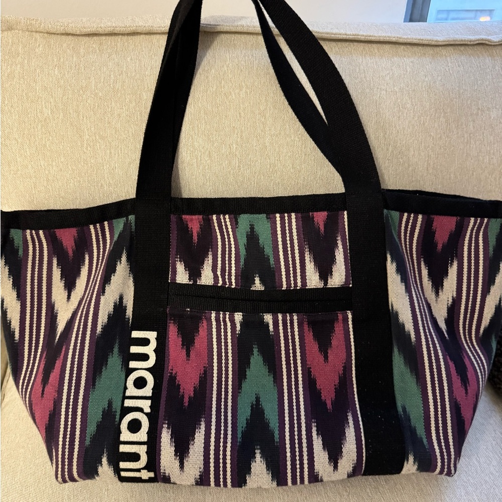 Isabel Marant Purple and Green Chevron Tote